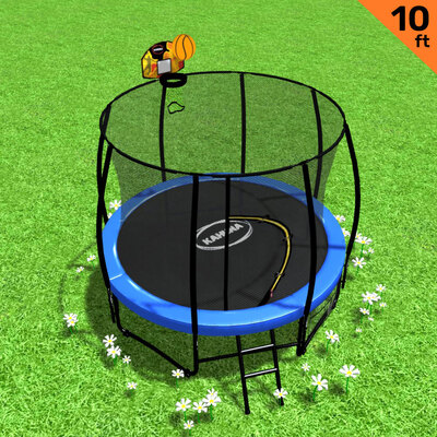 Trampoline 10ft with  Basket ball set - Blue