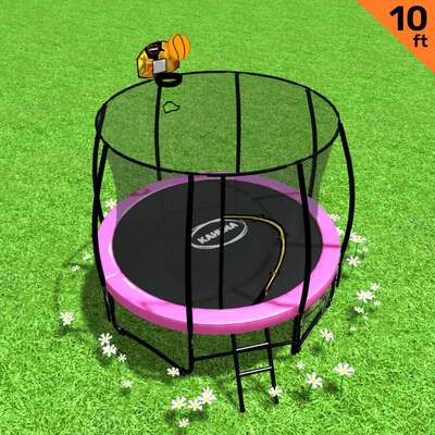 Trampoline 10ft with  Basket ball set - Pink