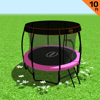 New Kids Gift 10ft Trampoline Free Safety Net Spring Pad Mat Roof Pink