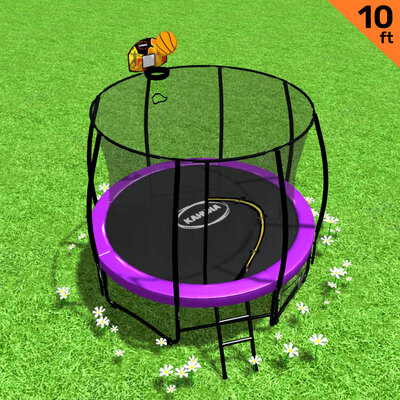 Trampoline 10ft with  Basket ball set - Purple