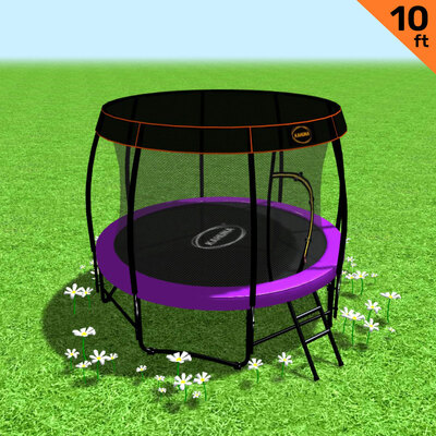 New Kids Gift 10ft Trampoline Free Safety Net Spring Pad Mat Roof Purple