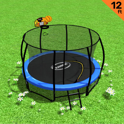 Trampoline 12 ft with Basketball set - Blue