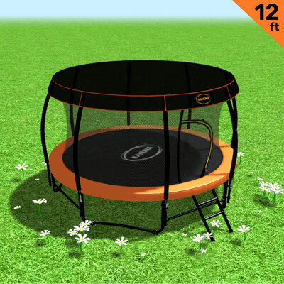 New Kids Gift 12ft Trampoline Free Safety Net Spring Pad Mat Roof Orange