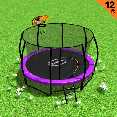 Trampoline 12 ft with Basketball set - Purple