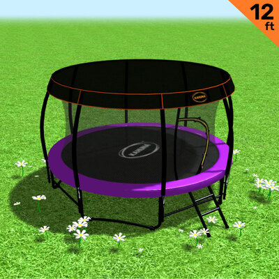 New Kids Gift 12ft Trampoline Free Safety Net Spring Pad Mat Roof Purple