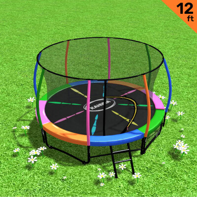 New Kids Gift Rainbow 12ft Trampoline Safety Net