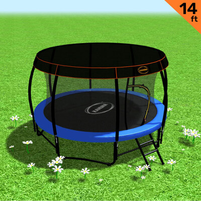 New Kids Gift 14ft Trampoline Free Safety Net Spring Pad Mat Roof Cover