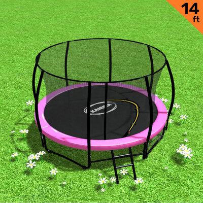 Trampoline 14ft Round Outdoor - Pink