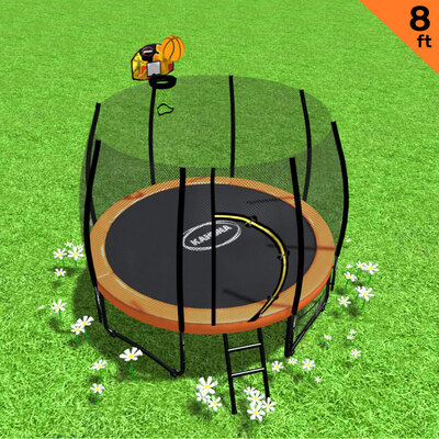 8ft Twister Springless Trampoline Round Free Safety Net Pad Mat Outdoor Toy Ball