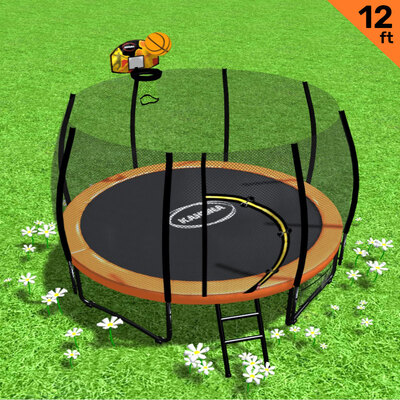 12ft Springless Trampoline with Basketball Set