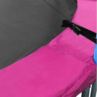 08Ft Trampoline Replacement Safety Pad And Net Round 6 Poles Pink